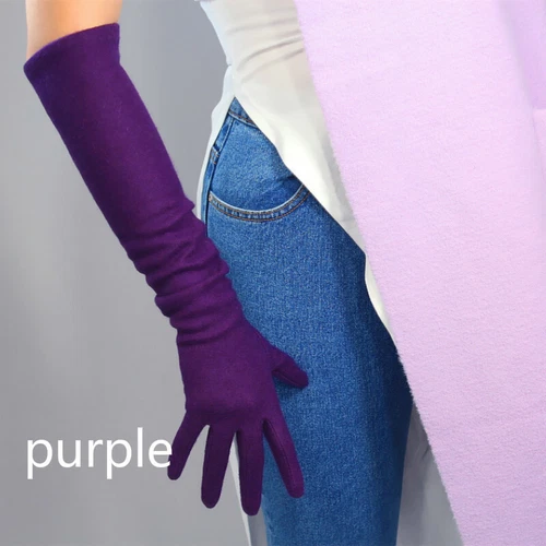 Damen Wolle Kaschmir Handschuhe Handgelenk Lang Abend Oper Party Schwarz Rot Retro Grün - Bild 13 von 31