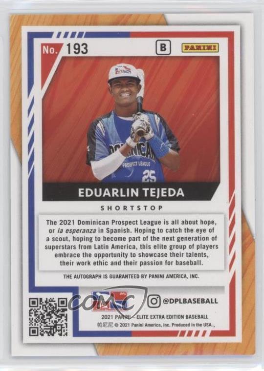 2021 Elite Extra Edition Prime Numbers B Signatures /51 Eduarlin Tejeda
