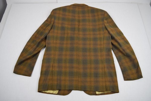 Vintage Plaid Sport Coat Blazer Jelinek's 38-40 S/M 70s Golden Brown Orange - Picture 4 of 16