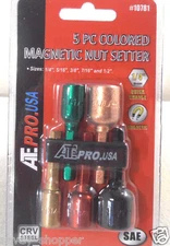 Magnetic Nut Driver Setter 5 pc Colored 1/4" Shank 1/4" 5/16" 3/8" 7/16" 1/2"