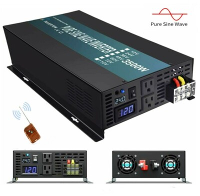 #ad #ad 3500W Pure Sine Wave Inverter 24V to 120V Solar Off Gird Home RV Remote Control $346.75