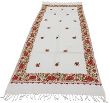 Kashmir Embroidered Flowers ,100 Pure Wool 28"X80" Traditional Ari Embroidery