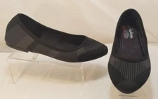 Skechers Gray & Black Textile Memory Foam Pointed Toe Flats Women's Size 9