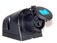 16A Cee Wandsteckdose IP44 3-Polig Schwarz - 16 A Steckdose 3P - Pce 113-6X