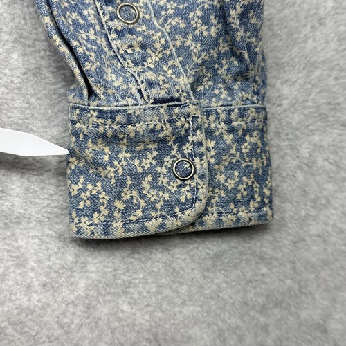 Lauren Ralph Lauren Top 16 Blue Floral Denim Snap Ranch Casual Chic Western - Picture 11 of 16