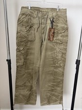 NWT Y2K Rankeao Baggy Cargo Pants 38 Acid Wash Khaki Wide Leg Streetwear