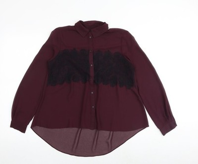Topshop Damen lila Polyester Basic Knopfleiste Größe 8 Kragen