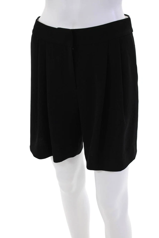 Pantalones cortos de vestir para mujer J Crew con cierre de gancho plisados delanteros negros talla 2 Foto 2 de 4