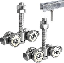 2 Pack 4-Wheel Silent Trolley Assembly Rollers for 1-5/8 Inch Unistrut Channel