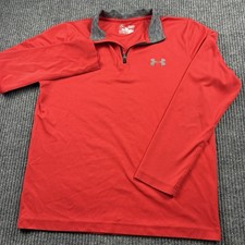 Under Armour Youth L Red Quarter Zip Pullover HeatGear Long Sleeve Boys