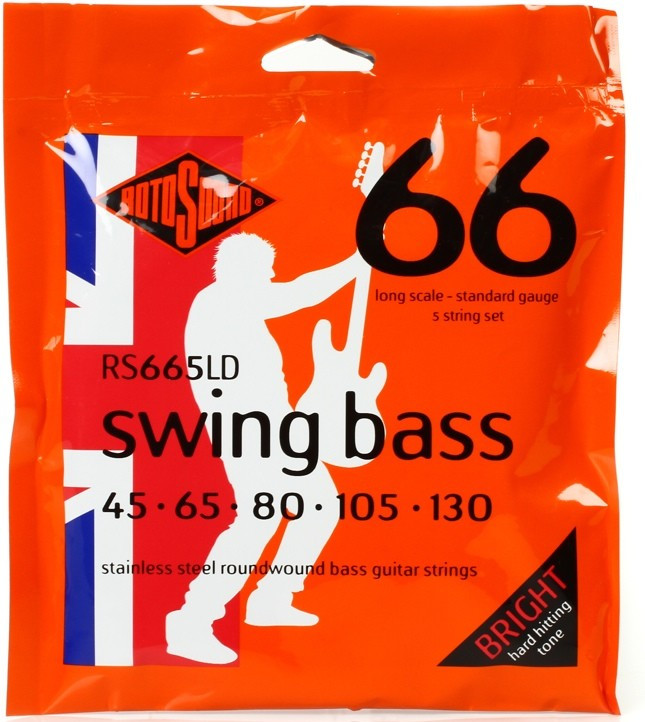 Rotosound RS665LD 'Swing Bass 66' Stainless Steel 5-String Bass strings 45-130