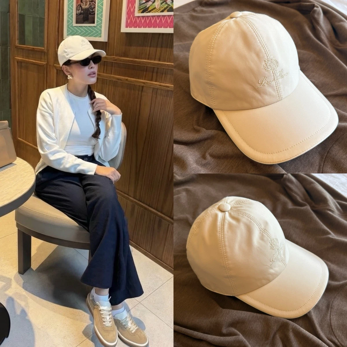 Loro Piana Pale Pink Storm System Cashmere Cap Mauve & White Trim Made in Italy Hat Loro Piana Grey size S International in Polyester - 52542647 main image 3
