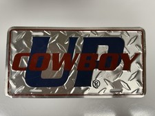 NEW Blue and Red Cowboy Up License Plate Rode...