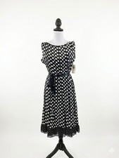 Sandra Darren Polka Dot Dress NWT Sleeveless Pleated Chiffon Midi Ruffle 10