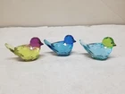 3 ACRYLICS MULTICOLOR BIRD FIGURINES 2 1/2" LONG