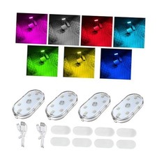 Car LED Lights Interior Wireless, 7 Colors Auto Interior Light 4 PCS Sticky