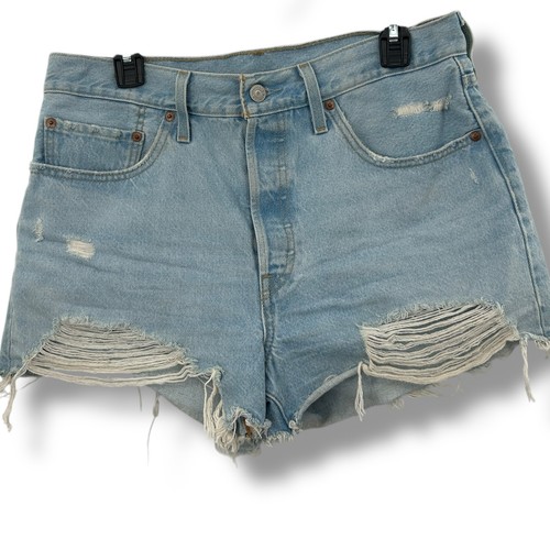 NEU Levi's 501 Distressed Denim Shorts Gr. 31 hellblau ausgefranste Jeans Neu mit Etikett - Bild 2 von 8
