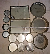 15 Vintage Tart Pans Removable Bottom round Rectangular France stainless Steel
