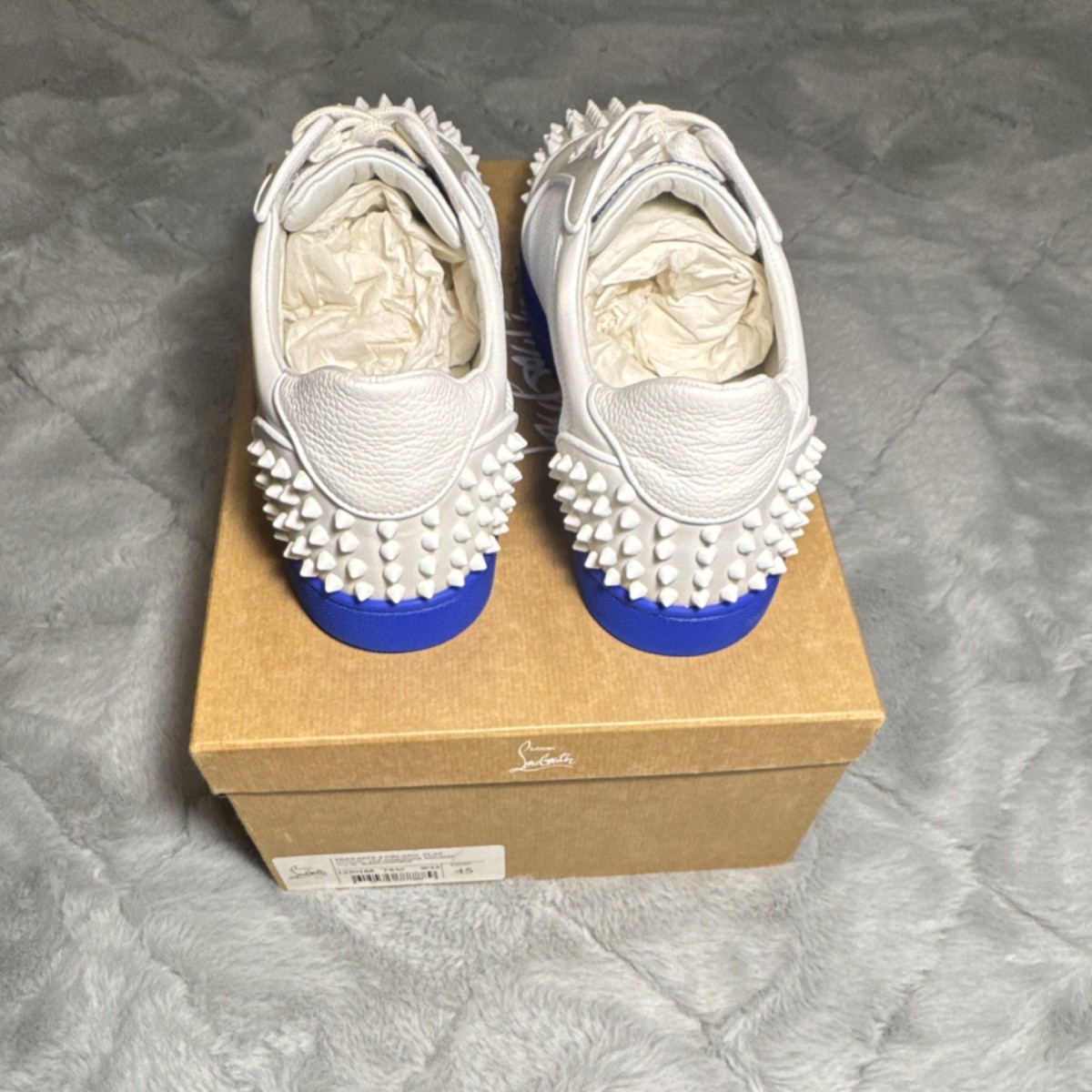 Christian Louboutin NWB Sneakers Size 43 10 US Louis Junior Spikes White / Blue Christian Louboutin Louis Junior Spikes Orlato Sneaker (Men  main image 4