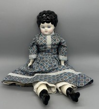 Vintage China Head Doll 18  Blue Dress Cracked Feet Restoration As Is