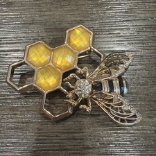 Napier Bumble Bee nido d'ape con spilla miele spilla strass tono oro NUOVO con scatola