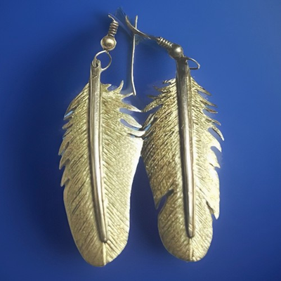 #ad Michael Little Elk Lakota Sioux Sterling Silver Vtg Feather Earrings Stunning $399.99