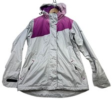 Puma Womens Athletic Lightweight Hooded Jacket Size Medium Gray Purple Active