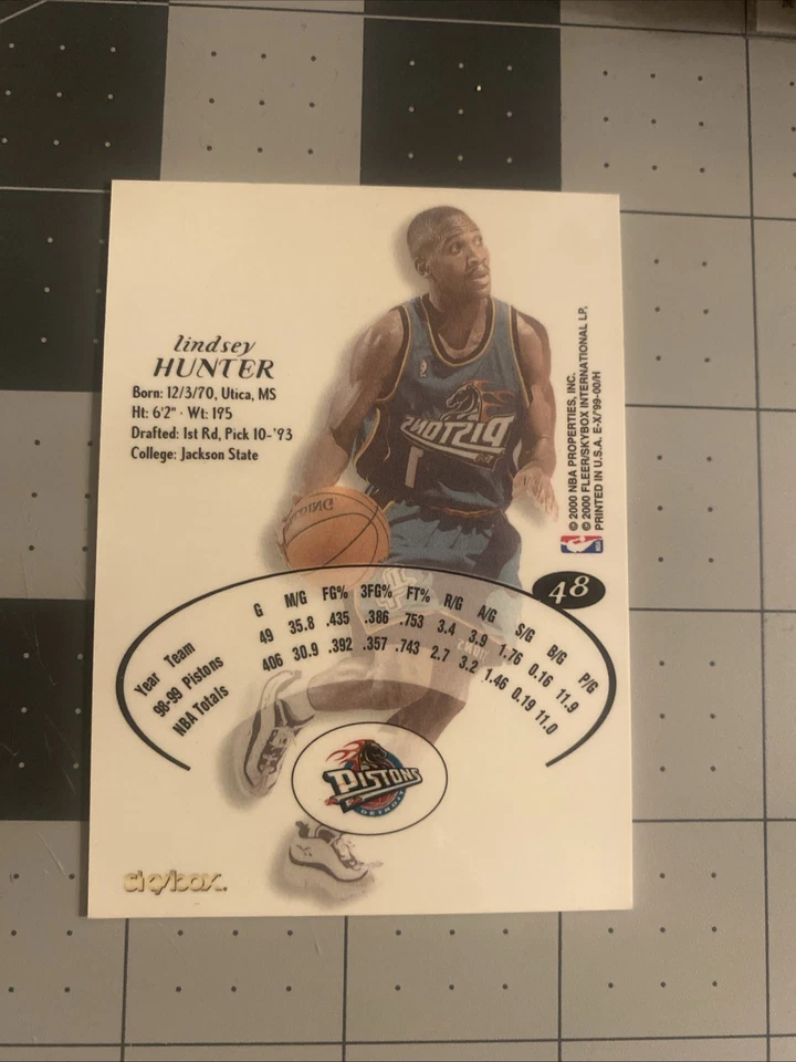 LINDSEY HUNTER 1999-00 Skybox E-X EX #48 PISTONS - Image 2 of 2