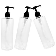 3Pcs Refillable Plastic Press Pump Bottles Black for Liquid Soap Storage