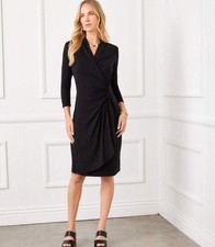 Women's Black Karen Kane Cascade Wrap Dress XL Made In USA New with Tags