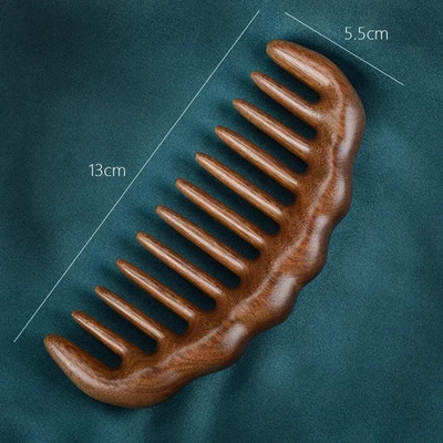Natural Sandalwood Comb Wide Tooth Anti-Static Scalp Massager for Women/Men Wood