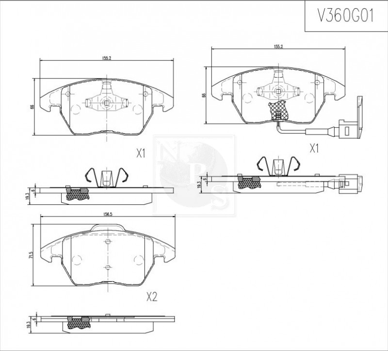 Plaquettes de frein avant V360G01 de remplacement pour Audi 1K0698151C 3C0698151B 3C0698151