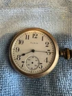 Antique Elgin Pocket Watch Gold Tone Case Missing Second Hand Not Running