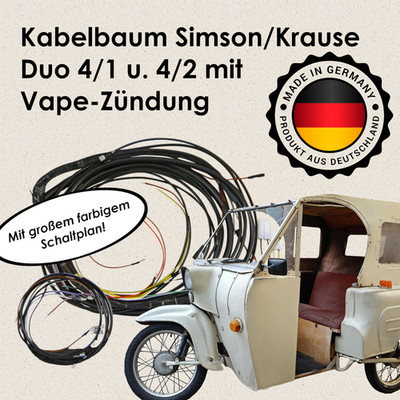 Kabelbaum Simson Krause Duo 4 | 4/1 | 4/2 mit VAPE-Zündung  Made in Germany  