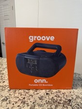 onn. Portable CD Boombox with Digital FM Radio, Navy Free Shipping