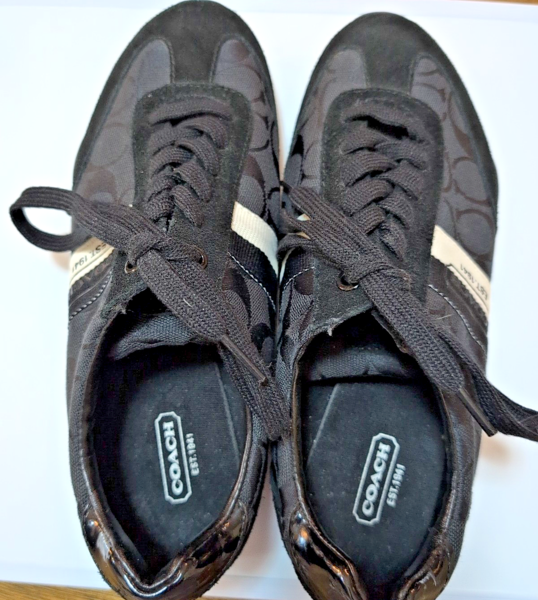 COACH Womens Kortney Black Suede Athletic Shoes Size great