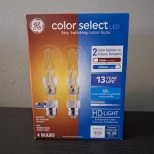 GE Color Select LED Easy Switching Indoor Light Bulbs A19 Medium Base 4pk
