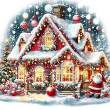 Diamond Art Kit For Adults, Christmas Craft, 5D DIY, 14x14, Red