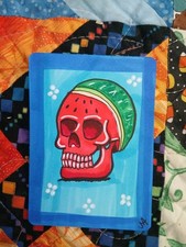 ACEO Mini Art Card Fruit Skulls Series #1 Watermelon Original Drawing