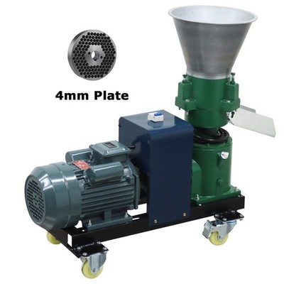 220V 3 Roller Electric 4mm Animal Feed Pellet Mill Machine Feed Pelletizer 4.5KW