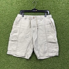 Tommy Bahama Linen Shorts Mens Medium Elastic Waist Cargo Casual Beach Comfort