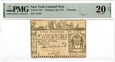 New York Colonial Note Fr#NY-164 February 16, 1771 2 Pounds PMG VF-20