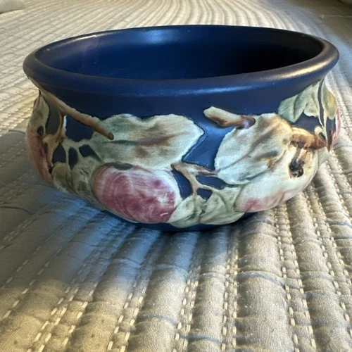 Antique Hand Painted Weller  Pottery Baldin Apple Bowl