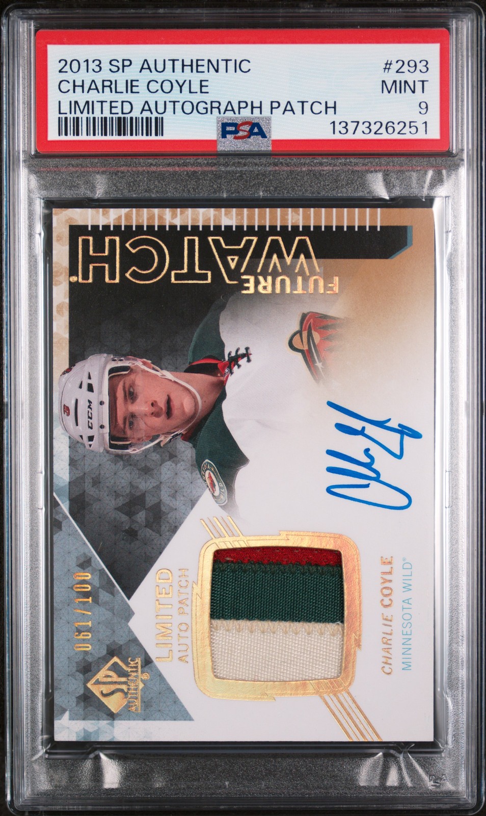 CHARLIE COYLE 2013 SP AUTH LTD AUTO PATCH #293 61/100 PSA 9 