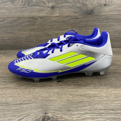 Adidas F50 League FG Soccer Cleats Silver Blue Neon Yellow  display picture 3