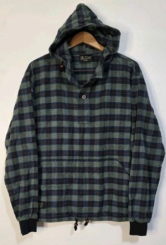 Vermont Flannel Co Hoodie Men S Blue USA Made Plaid Organic Cotton Pullover - product listing photo