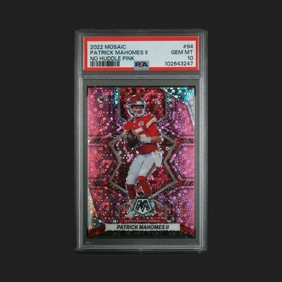Panini 2022 Mosaic Patrick Mahomes II Chiefs #94 No Huddle Pink Prizm /20 PSA 10
