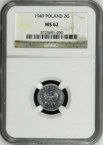 Poland 2 Grosze 1949 MW  NGC MS 62 UNC Aluminum