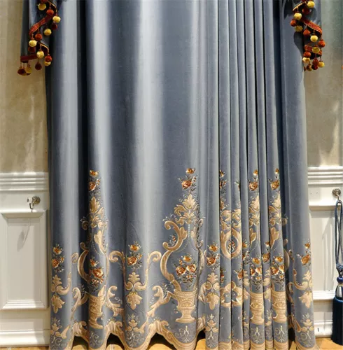 Luxury Floral Embroidered Velvet Curtain European Curtain Panel Drape 1 Panel - Picture 17 of 39
