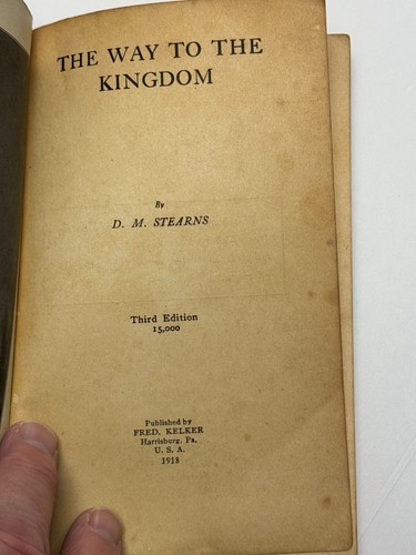The Way to the Kingdom by D.M. Stearns Signed Softcover 1918 Evangelism Rare - Picture 4 of 6